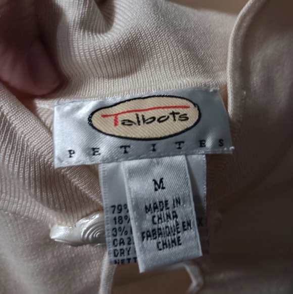 Talbots, Silk Cream Long Sleeve Blouse with Keyhole Design - Picture 4 of 5